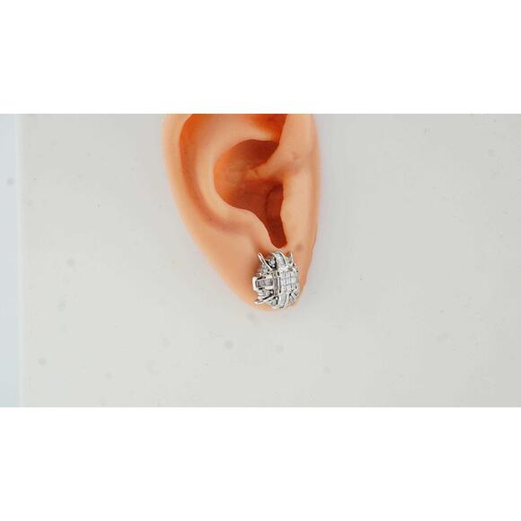 Estate Sale Diamond Stud Earrings 0.71 TCW 14k White Gold Vintage Style